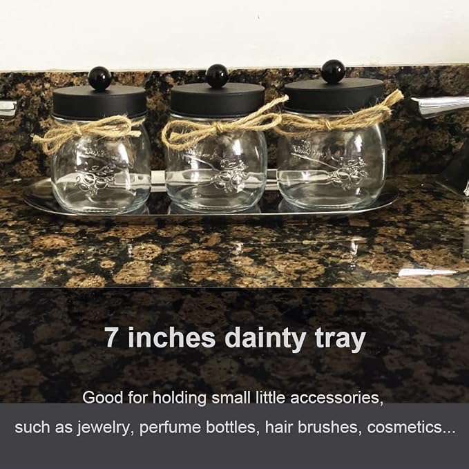 Stainless Steel Decorative Tray, 7 Inch Long, Jewelry Dish Cosmetics Organizer - Image 8