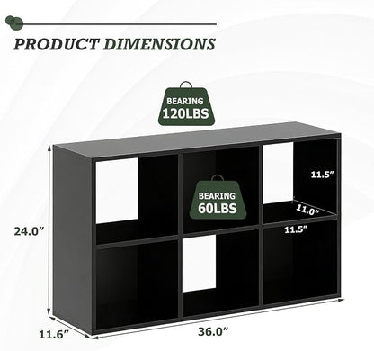 6 Cube Storage Organizer Shelf, Open Cube Bookshelf, Reversible Bookcase - Image 3