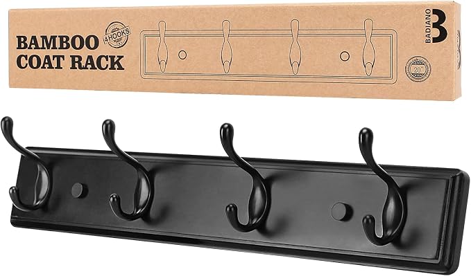 Wooden Coat Rack, Wall-Mounted Organizer by BADIANO