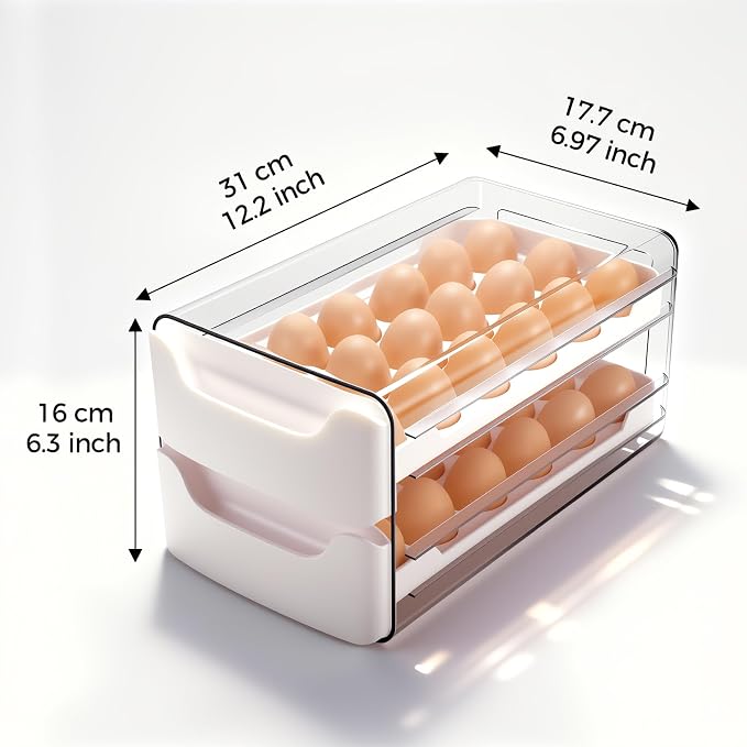 36-Egg-Holder for Fridge, Egg-Storage for Refrigerator Countertop, 2 Tier - Image 2