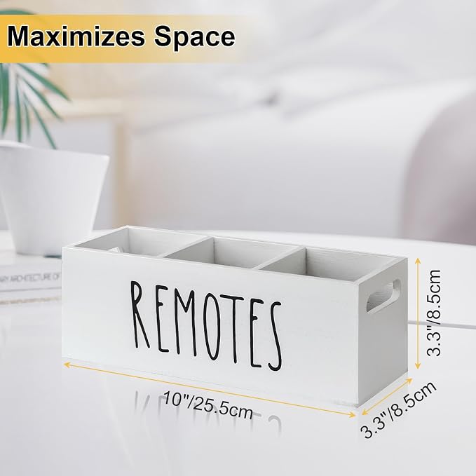 Remote Control Holder for Table, Wooden TV Remote Holder, Remote Storage Box - Image 3