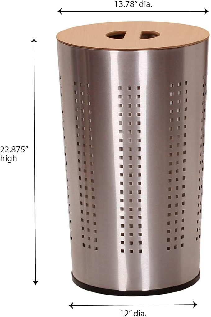 Household Essentials Round Metal Laundry Hamper - Image 3