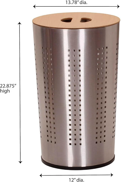 Household Essentials Round Metal Laundry Hamper - Image 3
