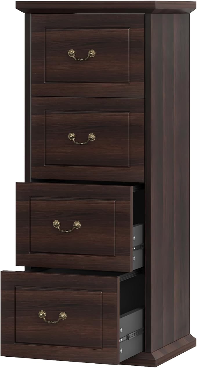 Tribesigns 4-Drawer File Filing Cabinet, Vertical Office File Cabinet, Walnut | - Image 9
