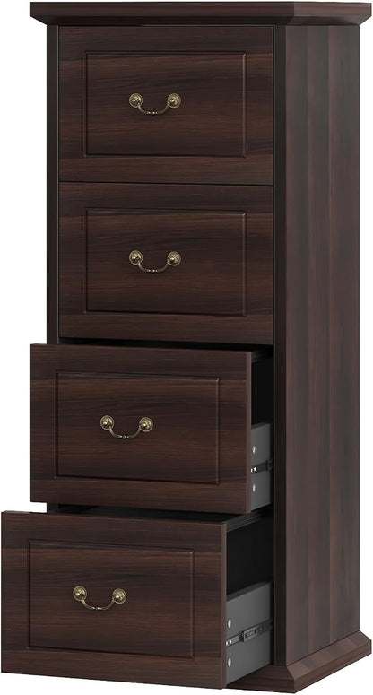 Tribesigns 4-Drawer File Filing Cabinet, Vertical Office File Cabinet, Walnut | - Image 9
