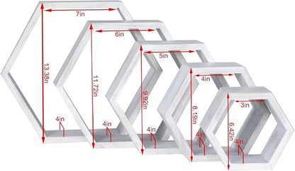 Hexagon Shelves, Floating Wall Shelf, Honeycomb Octagon Cube Shelves Wood | - Image 3
