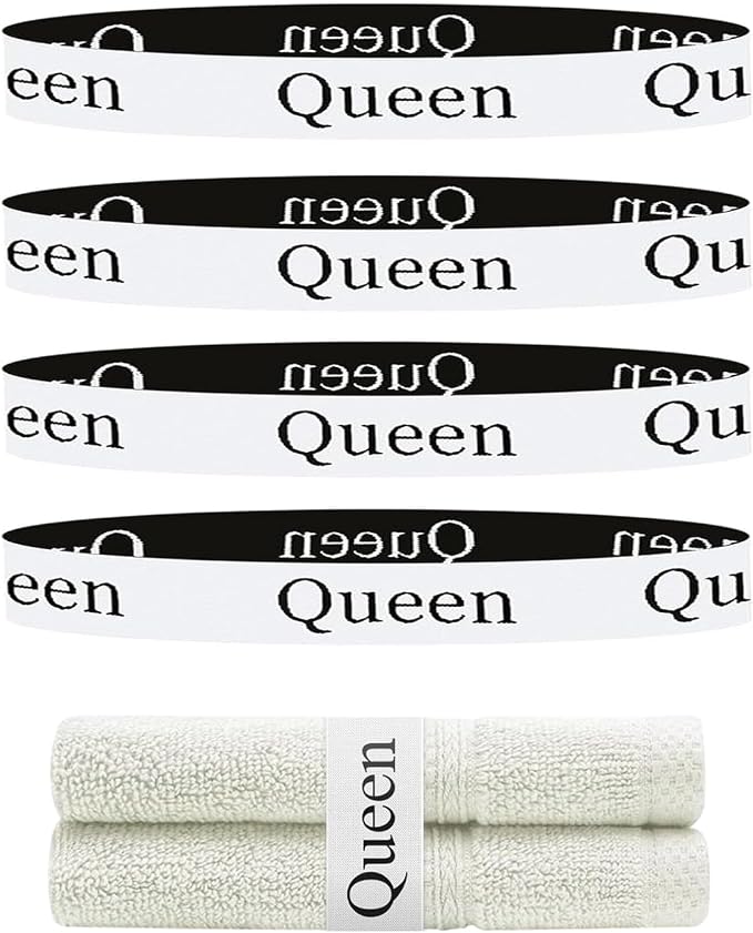 4 Pieces Bed Sheet Organizer and Storage Size Label Bands, Elastic Linen Labels by Unknown