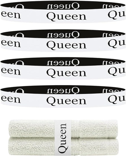 4 Pieces Bed Sheet Organizer and Storage Size Label Bands, Elastic Linen Labels by Unknown