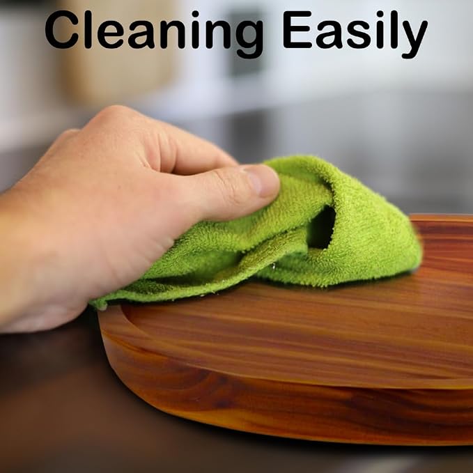 18" Acacia Wood Lazy Susan Organizer Kitchen Turntable - Image 6