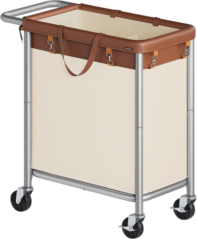 SONGMICS Laundry Basket with Wheels, 2-Section Rolling Laundry Hamper, 37 by Unknown