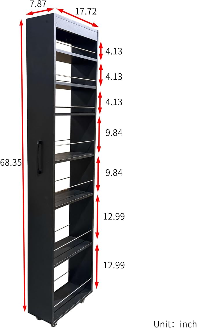 Slim Rolling Storage Cart, 7-Tier Pull-Out Spice Rack - Image 2