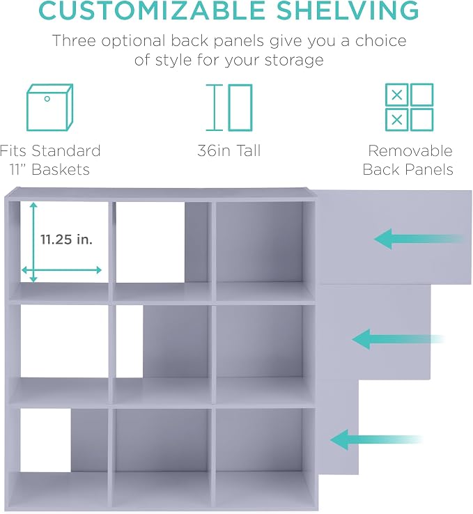 Best Choice Products Kids Bookcase 9-Cube Storage Organizer, 11in Shelf Opening - Image 3