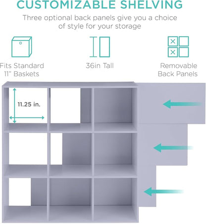 Best Choice Products Kids Bookcase 9-Cube Storage Organizer, 11in Shelf Opening - Image 3