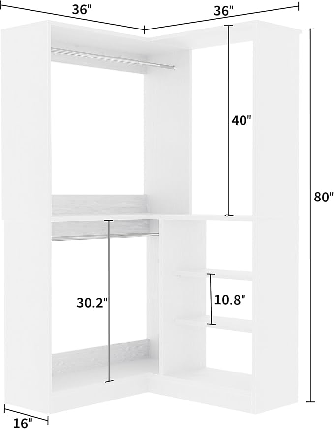 Unikito Corner Closet System, 36 Inch Large Freestanding Closet Organizer System - Image 7
