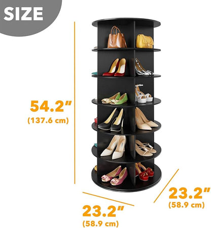 SpaceAid 6 Tier Rotating Shoe Rack Tower, Spinning Shoe Display Lazy Susan - Image 2