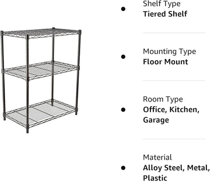 Amazon Basics 3-Shelf Adjustable Heavy Duty Steel Wire Rack Storage Shelving - Image 6