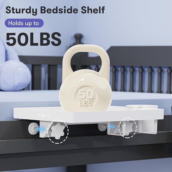 Bedside Shelf for Top Bunk Bed, Bedroom Dorm Room Essential Nightstand for - Image 3