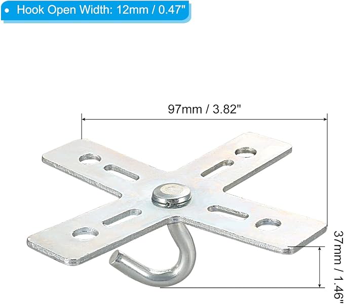 PATIKIL Ceiling Hook Kit, 2 Set Cross Design Metal Plate Mount Hanger Holder - Image 2