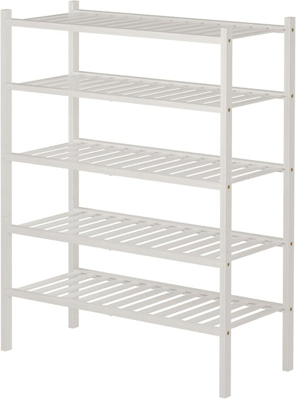 5 Tier Bamboo Shoe Rack for Closet Free Standing Wood Shoe Shelf for Entryway - Image 5