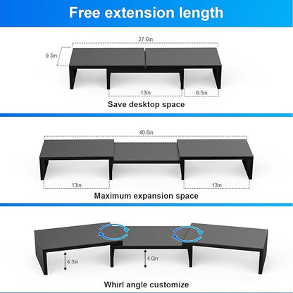 Dual Monitor Stand for Desk, Metal Computer Stand, Desk Shelf Riser, Desktop - Image 4