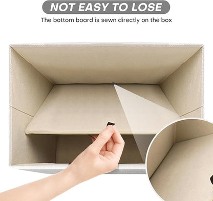 Large 22 Quart Linen Fabric Foldable Storage Bin Cube Organizer Basket - Image 4