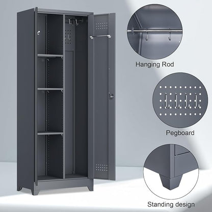 Broom Closet Storage Cabinet, Steel Locking Cabinet - Image 4