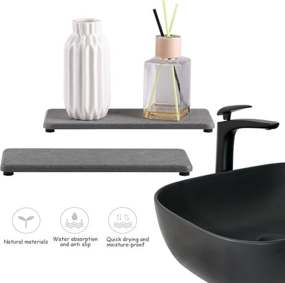 2 Pcs Water Absorbing Stone Trays, Kitchen/Bathroom Sink Soap Dish, Diatomite - Image 4