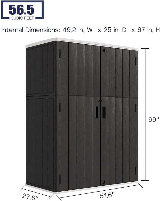 KINYING Outdoor Vertical Storage Shed, 57 Cu.ft Outdoor Storage Cabinet - Image 4