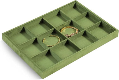 Velvet Stackable Jewelry Display Tray, 12 Grid Watch Bangle Bracelet Storage - Image 4