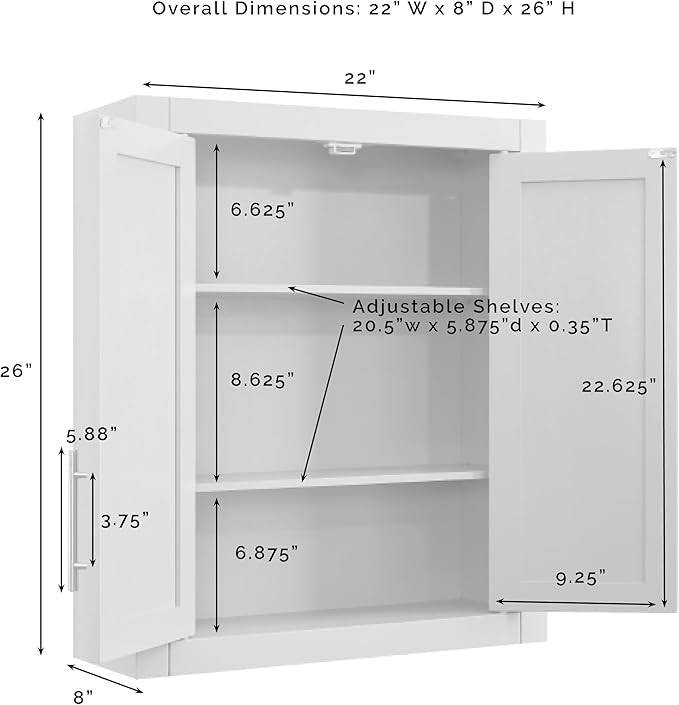 Crosley Furniture Savannah 3-Piece Wall Storage Cabinet, Cabinets - Image 7