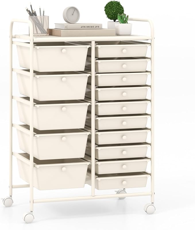 Giantex 15 Drawers Rolling Cart, Classroom Organizers, Storage Cart by Giantex