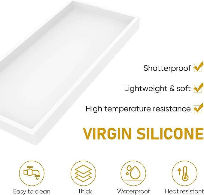 Bathroom Counter Tray, EG-SIPRO High-Grade Thickened Silicone Bathroom Vanity - Image 5