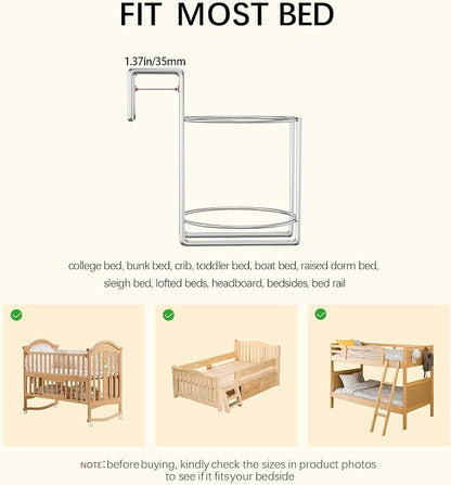Cup Holder for Bed Drink Holder Water Bottle/Glass Organizer for Wood Dorm Room - Image 6