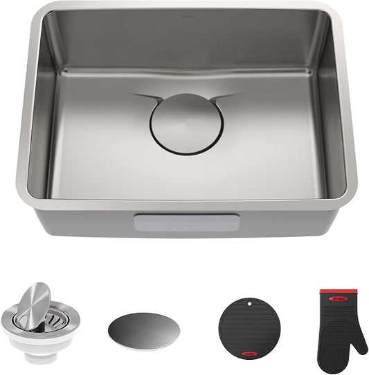 KRAUS Dex 25-Inch Undermount Single Bowl TRU16 Gauge Stainless Steel Kitchen by KRAUS