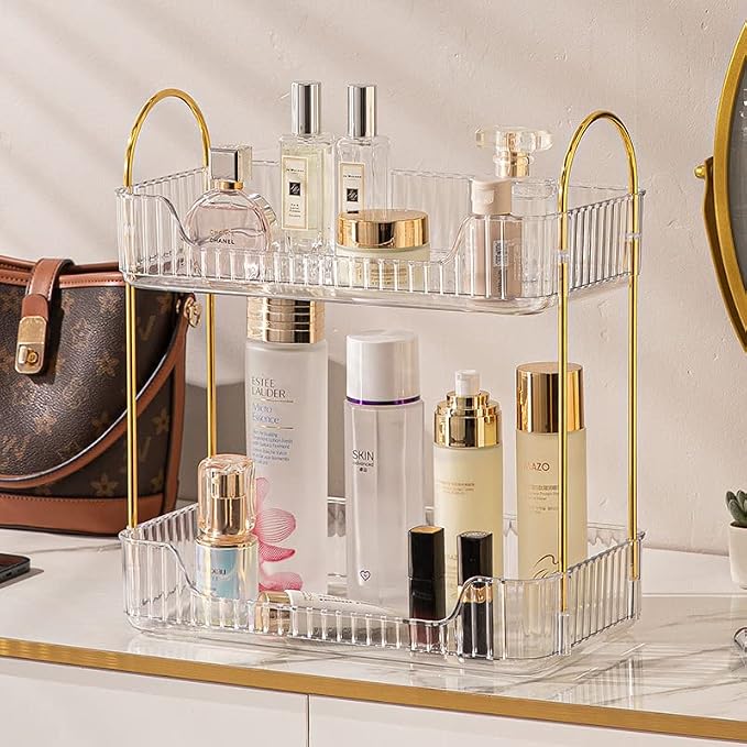 shuang qing 2 Tier Bathroom Counter Organizer Countertop Storage, Cosmetics - Image 2