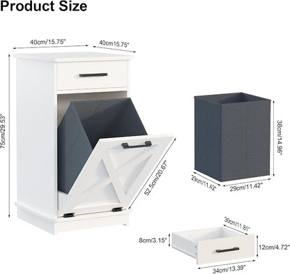 White Tilt Out Laundry Hamper Cabinet Hidden Laundry Hamper - Image 2