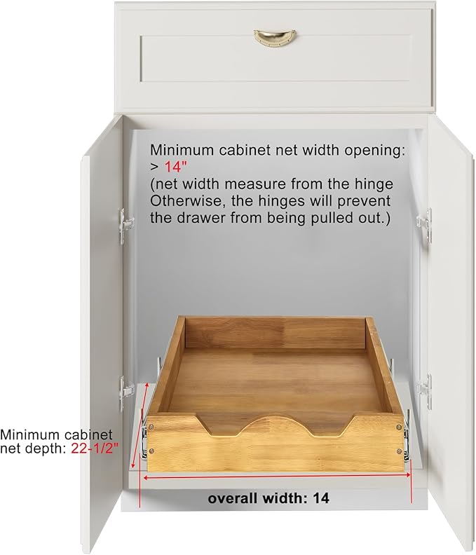 DINDON 1 Tier Pull Out Cabinet Organizer Single Tier Heavy Duty Sliding Wood - Image 3