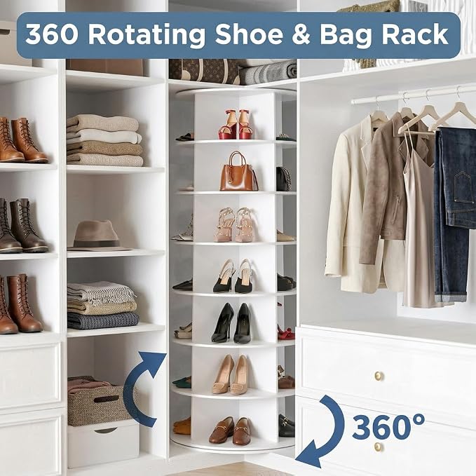 Upgraded 7 Tier Rotating Shoe Rack Tower | 360° Round Spinning Shoe Carousel - Image 5