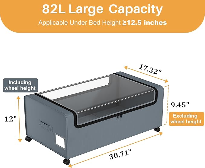 Webetop 12 inch Under the Bed Storage Bins - Image 2