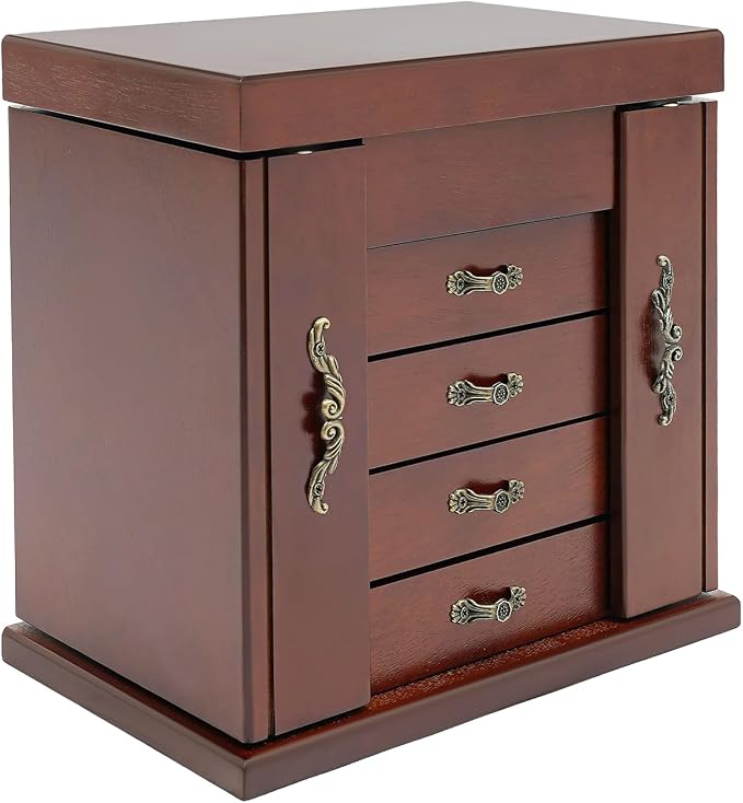 4-Drawer Wooden Jewelry Box, Wood Jewelry Organizer - Image 4