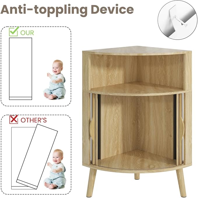 Bathroom Corner Storage Cabinet, 31.5''H Small Floor Corner Cabinet - Image 9