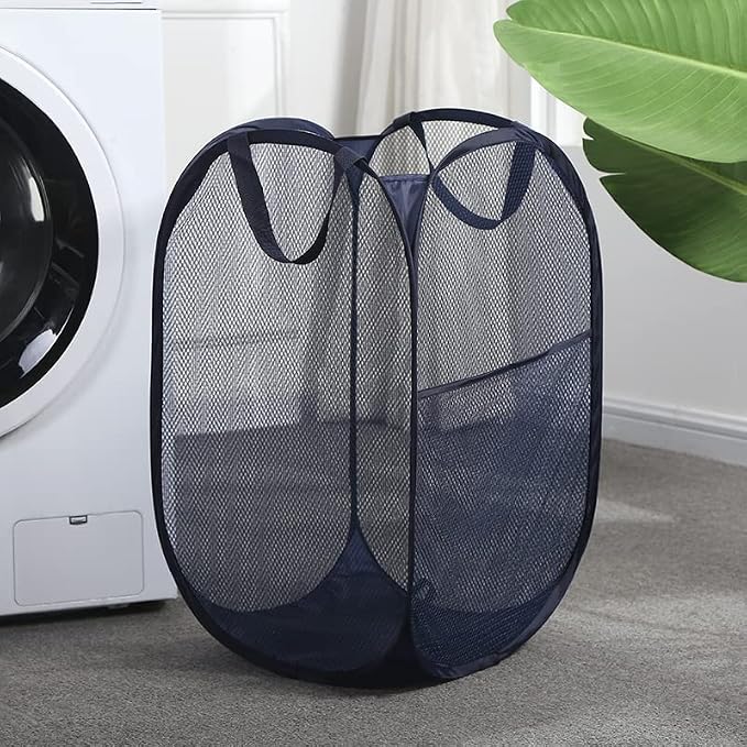 2 Pack Laundry Basket, Foldable Mesh Pop-up Laundry Hamper - Image 2