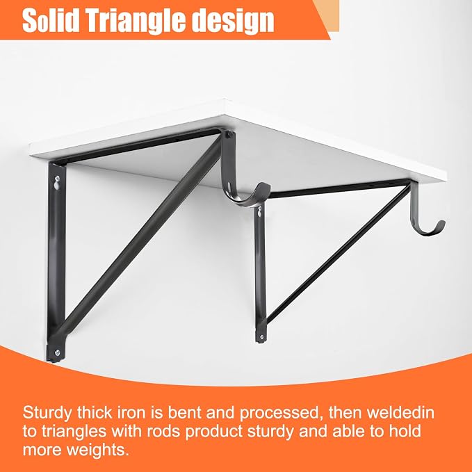 10 Pack Heavy Duty Closet Shelf & Rod Brackets, Wall Mounted Closet Shelf - Image 2