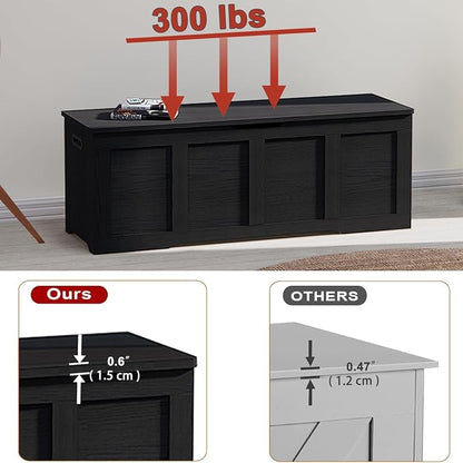 Timberer 47.2" Wooden Storage Chest, Extra Large Storage Trunk | Storage Bench - Image 4