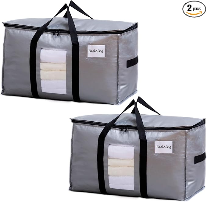 TAILI Extra Large Moving Bags, 2 Pack Silver Heavy Duty Totes by TAILI