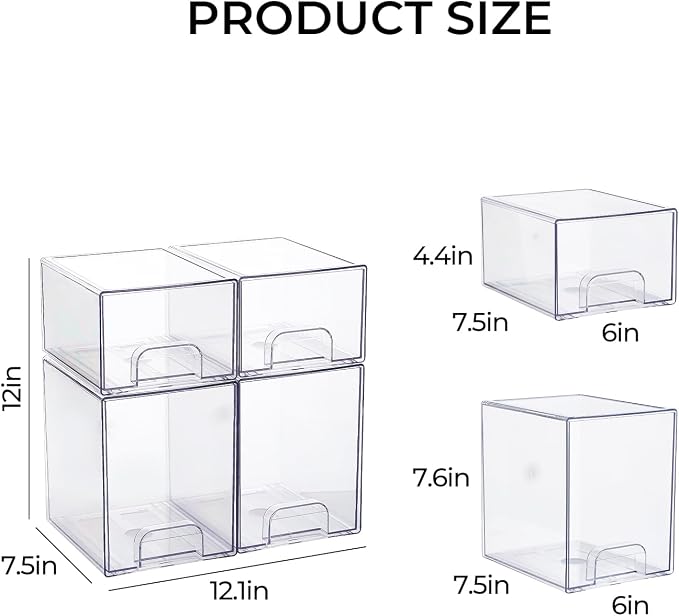 UFORU Baby Bottle Organizer, 4 packs Stackable Storage Drawers, Pull-Out Drawers - Image 3
