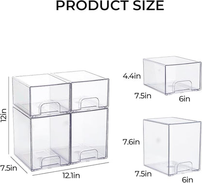 UFORU Baby Bottle Organizer, 4 packs Stackable Storage Drawers, Pull-Out Drawers - Image 3