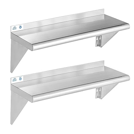 ROCKPOINT Stainless Steel Shelf 12 x 30 Inches 280lb, 2 Pack NSF Metal by ROCKPOINT