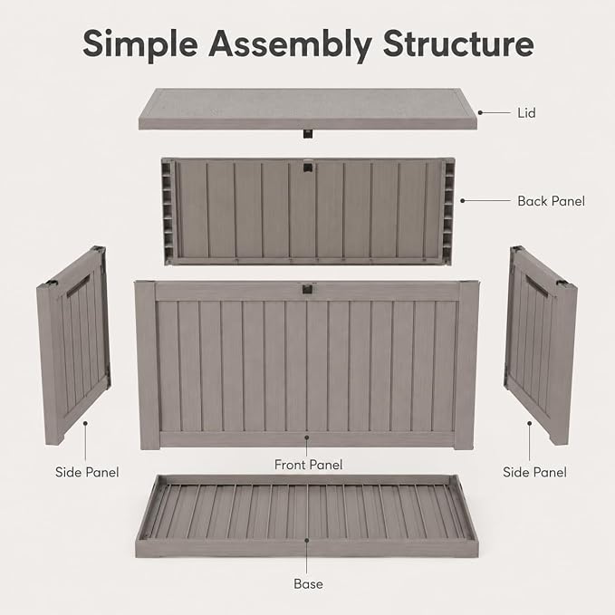 146 Gallon Deck Box, Waterproof Outdoor Storage Box, Lockable Resin Patio - Image 11