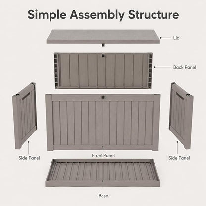 146 Gallon Deck Box, Waterproof Outdoor Storage Box, Lockable Resin Patio - Image 11